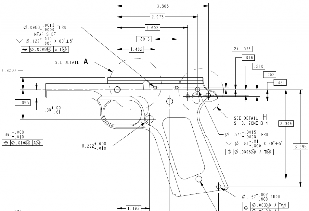 .45 Caliber Pistol Modified Receiver Schematics | Public Intelligence