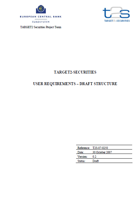 Target2-Securities User Requirements Draft Structure | Public Intelligence