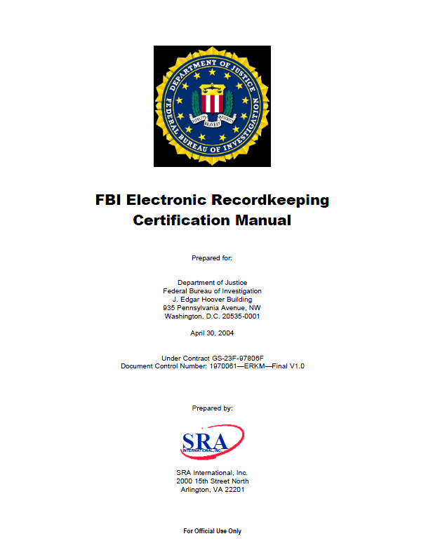 FBI Electronic Recordkeeping Certification Manual Public Intelligence
