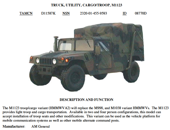 USMC Motor Transport Equipment Technical Specifications | Public ...