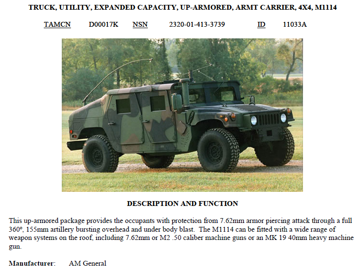 USMC Motor Transport Equipment Technical Specifications | Public ...