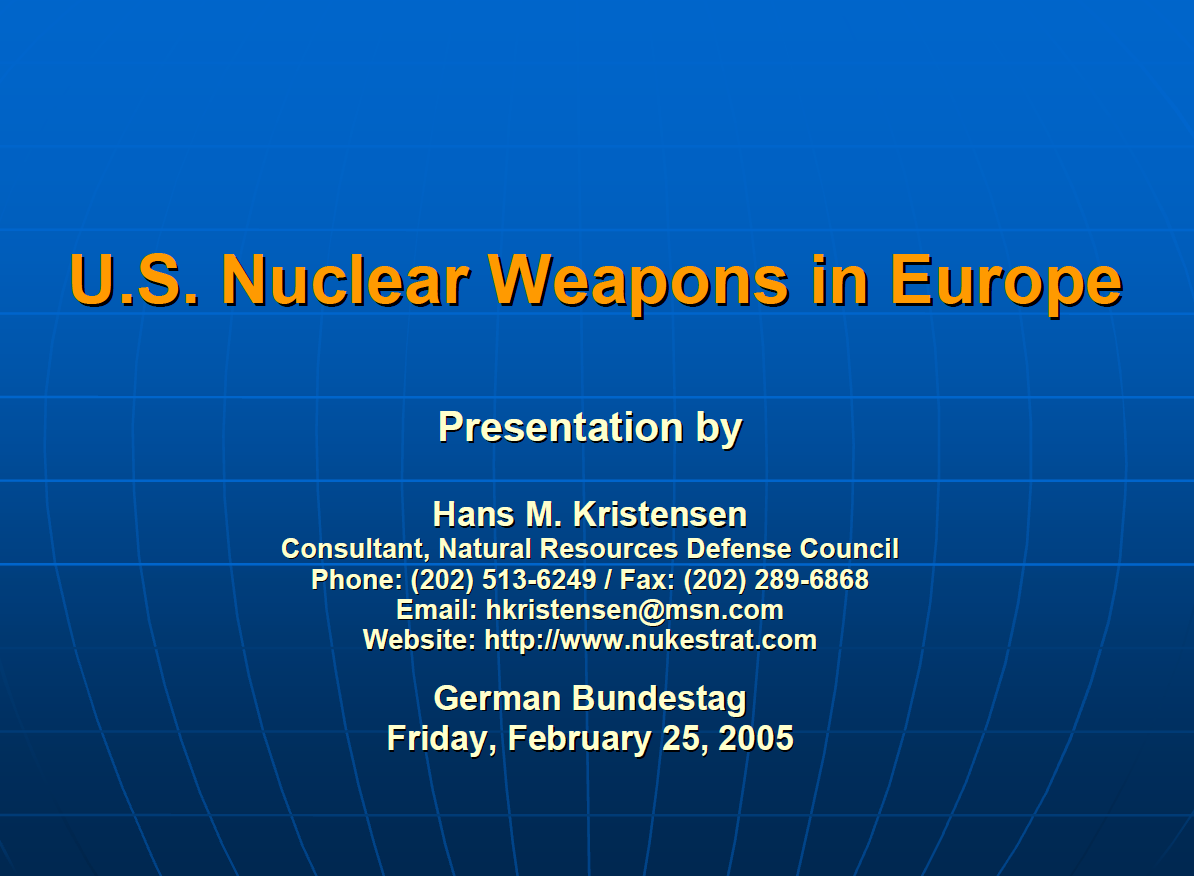 U.S. Nuclear Weapons in Europe | Public Intelligence