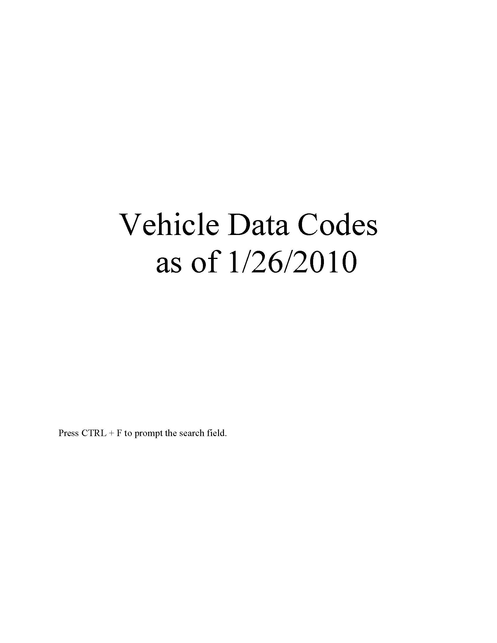 National Crime Information Center (NCIC) Vehicle Data Codes Public