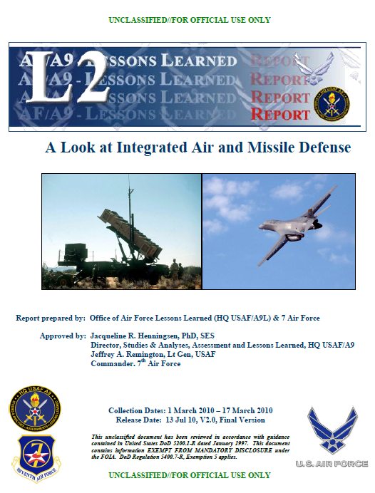 (U//FOUO) Air Force Integrated Air and Missile Defense Report | Public ...