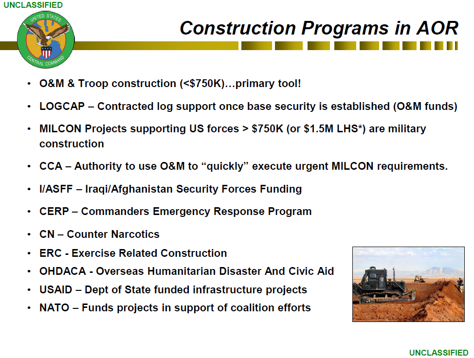 CENTCOM Engineering Contingency Construction Overview August 2010 ...