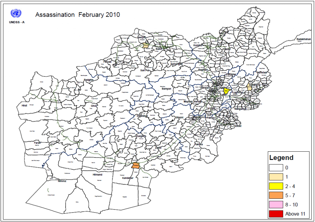 UN Afghanistan Assassination Distribution Maps January-July 2010 ...