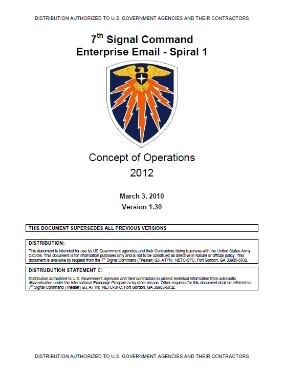 U.S. Army Enterprise Email CONOPS 2012 | Public Intelligence