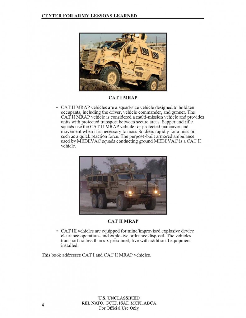 (u  Fouo) U.s. Army Mine Resistant Ambush Protected (mrap) Vehicles 