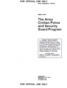 (U//FOUO) U.S. Army Regulation 190-56 Civilian Police and Security