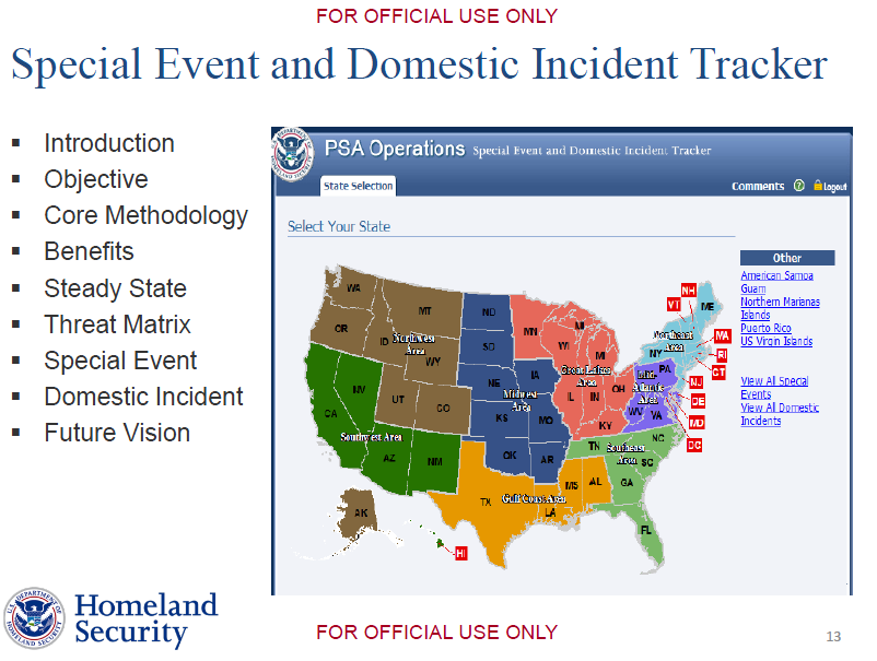 DHS Special Event and Domestic Incident Tracker Overview Brief | Public ...