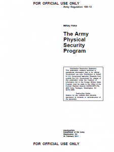 (U//FOUO) U.S. Army Regulation 190–13 Physical Security Program ...