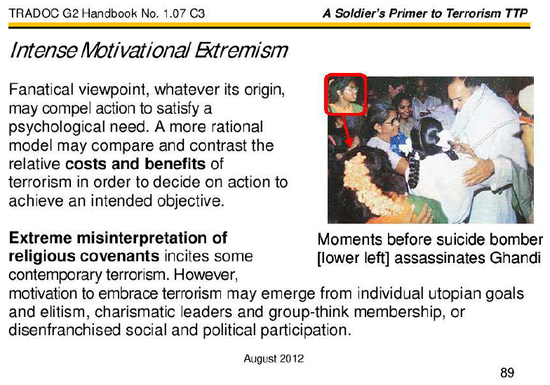 U S Army Soldier S Primer To Terrorism Tactics Techniques And