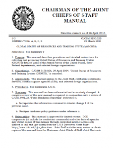 Restricted Joint Chiefs Of Staff Manual: Global Status Of Resources And ...