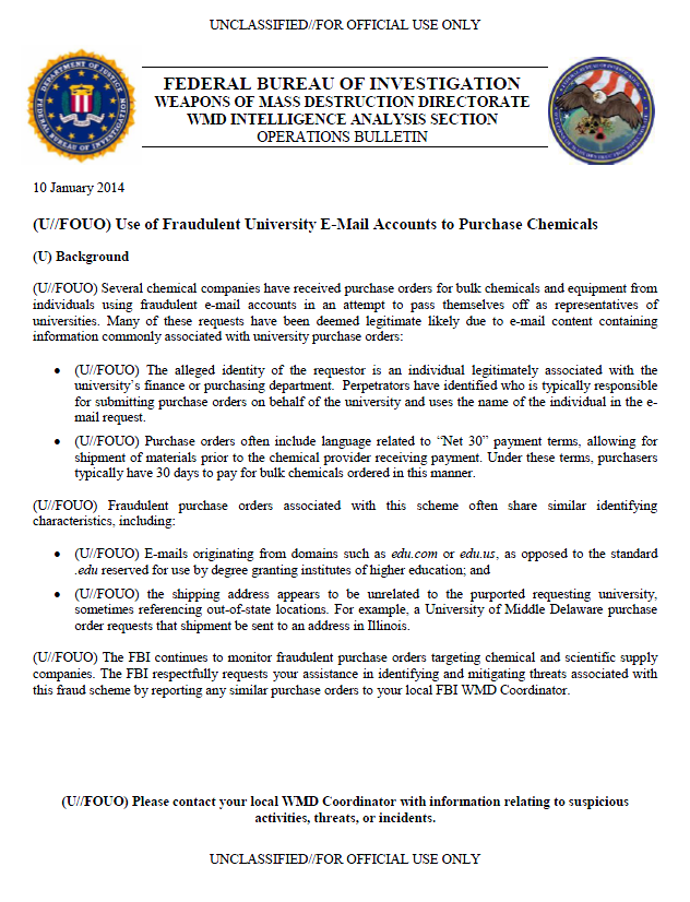 (U//FOUO) FBI Bulletin: Use of Fraudulent University E-Mail Accounts to ...