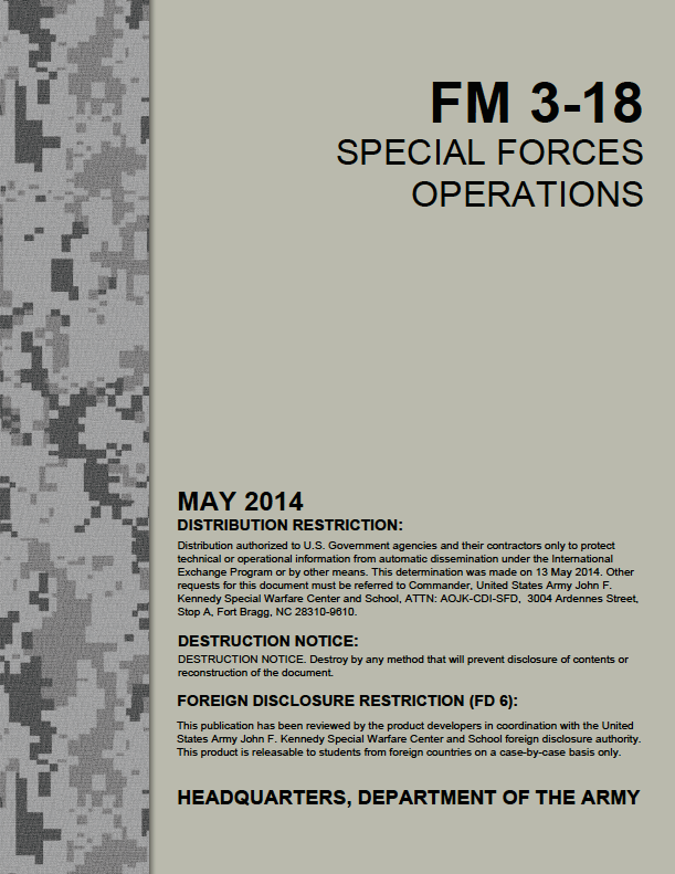 Restricted U.S. Army Special Operations Forces Manual Public Intelligence